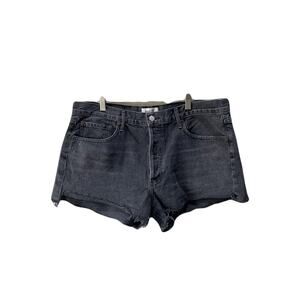 Agolde Parker Vintage Raw Hem Black Button Up Denim Shorts NWOT size 32